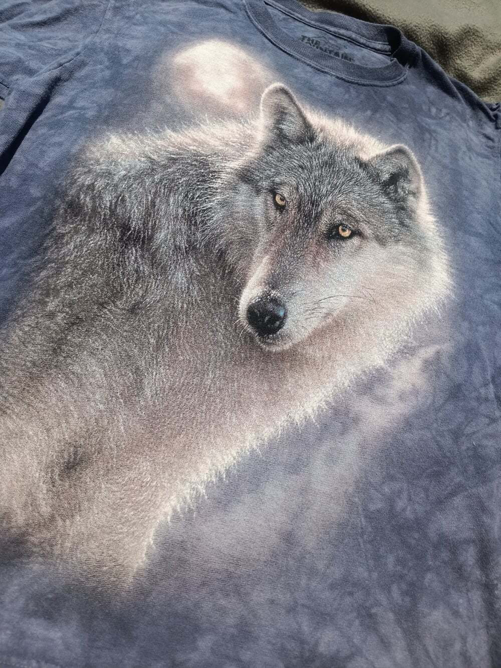 The Mountain Small Wolf Moon Navy Tie Dye Graphic T‑Shirt Streetwear